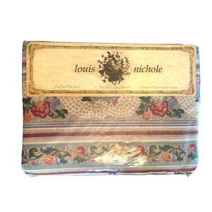 Vtg 1988 Louis Nichole Dubonnet Full Flat Sheet Utica No Iron Floral Flowers